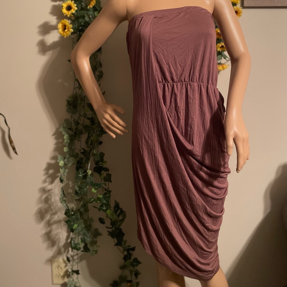 Solid brown one piece mini summer dress 👗